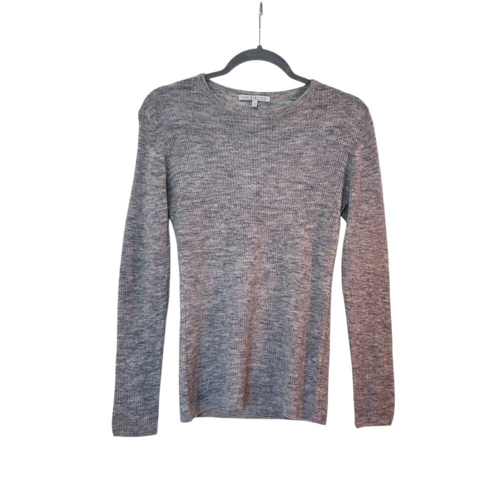 Rue Blanche Gray Baby Alpaca Wool Blend Ribbed Lightweight Sweater Top, Size 8